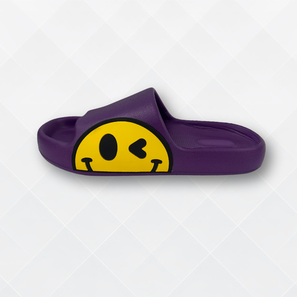 Purple Smiley Cushion Slides, Light, Non-Slip - Picture 1 of 3